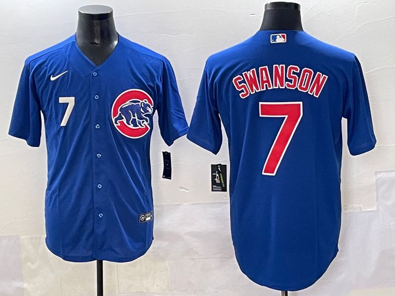 Men 2025 Chicago Cubs 7 Swanson Blue Game Nike MLB Jersey style 2